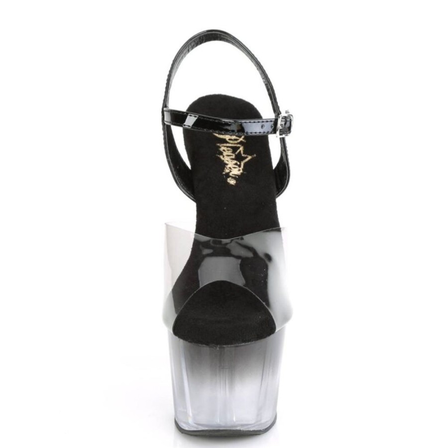 High Heels Pleaser | Pleaser Adore-708T-2 Plateau Sandalettes Smoke Transparent Black