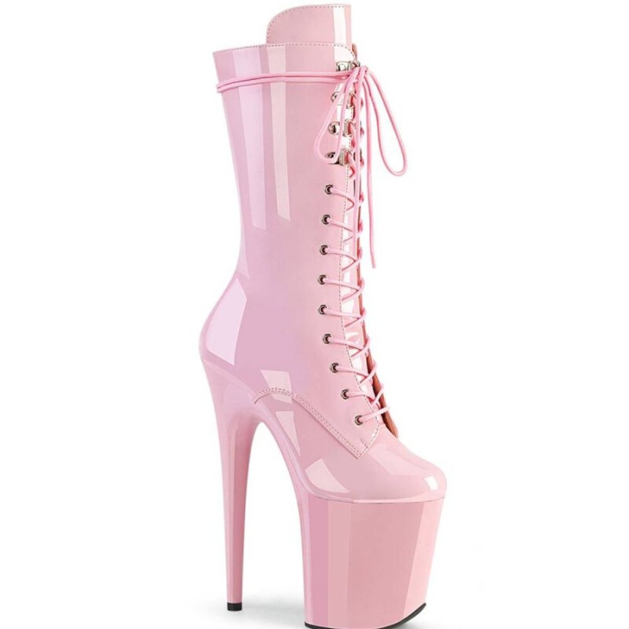 High Heels Pleaser | Pleaser Flamingo-1050 Plateau Ankle Boots Patent Light Pink