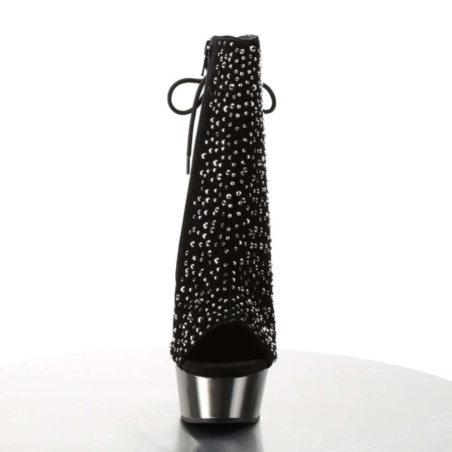 High Heels Pleaser | Pleaser Delight-1018Rs Black Velvet-Pewter Rs/ Pewter Chrome