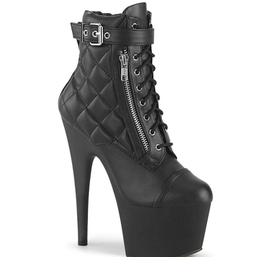 High Heels Pleaser | Pleaser Adore-700-05 Plateau Ankle Boots Faux Leather Black