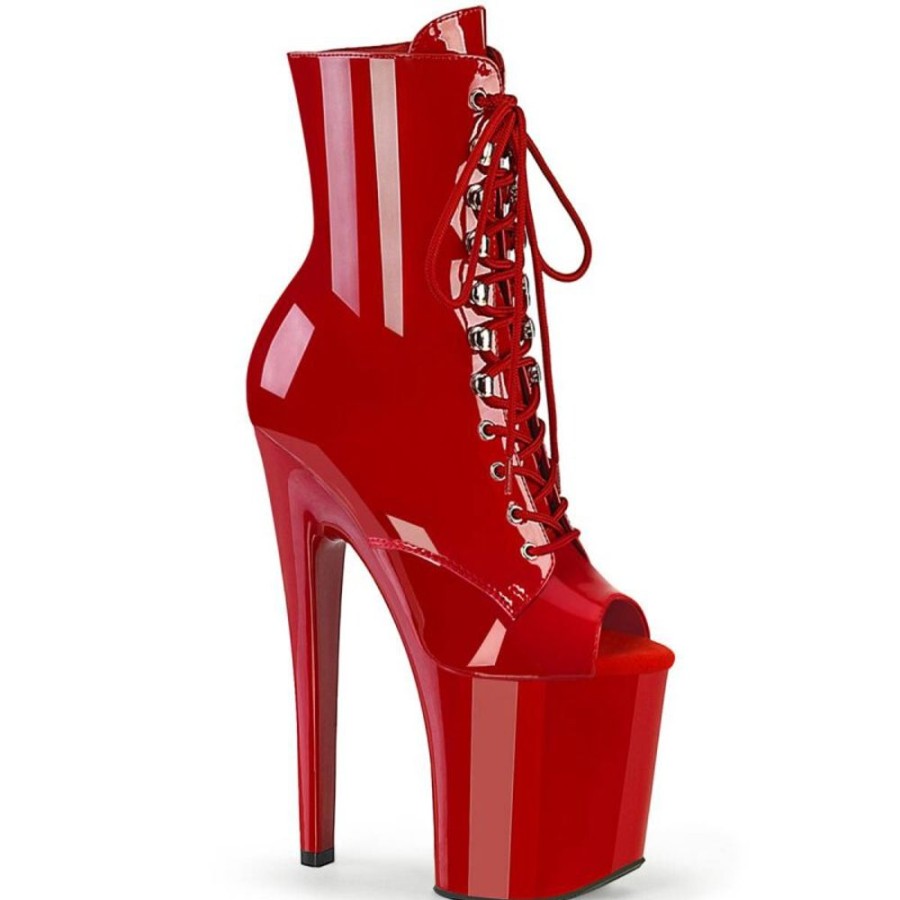 High Heels Pleaser | Pleaser Xtreme-1021 Plateau Ankle Boots Patent Red