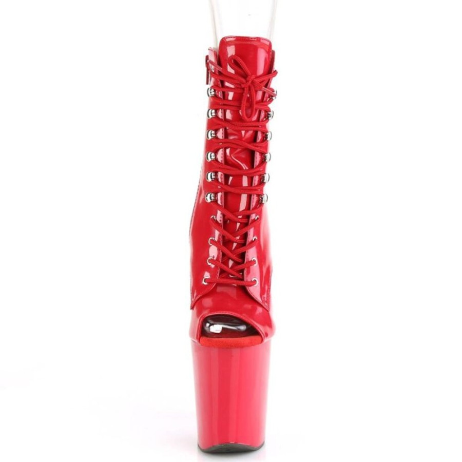 High Heels Pleaser | Pleaser Xtreme-1021 Plateau Ankle Boots Patent Red