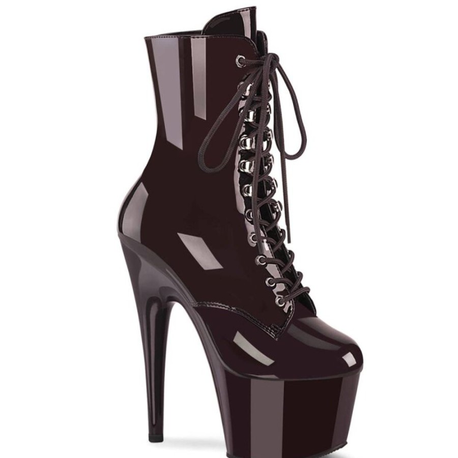 High Heels Pleaser | Pleaser Adore-1020 Plateau Ankle Boots Patent Coffee