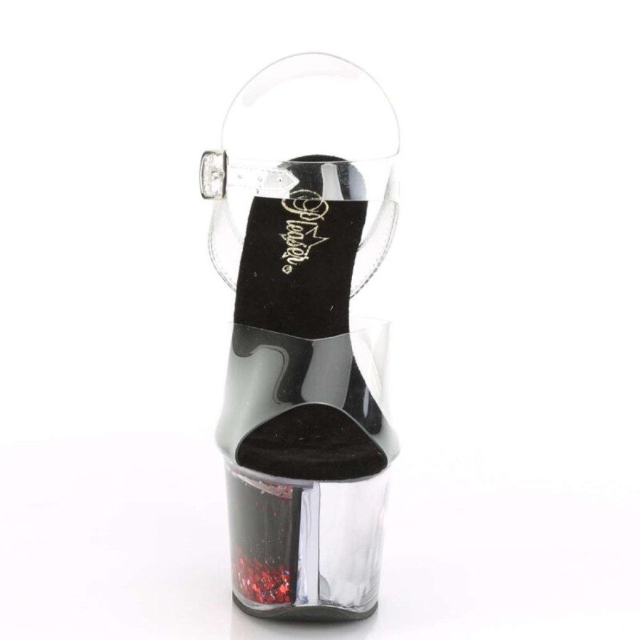 High Heels Pleaser | Pleaser Sky-308Whg Clear/Black-Red Glitter