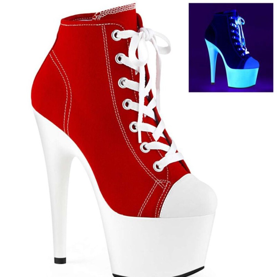 High Heels Pleaser | Pleaser Adore-700Sk-02 Red Canvas/Neon White