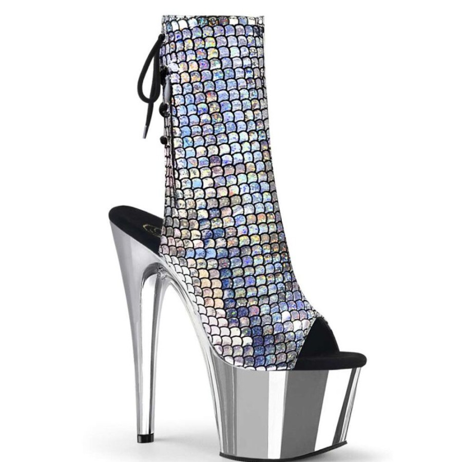 High Heels Pleaser | Pleaser Adore-1018Msc Silver Hologram/Silver Chrome