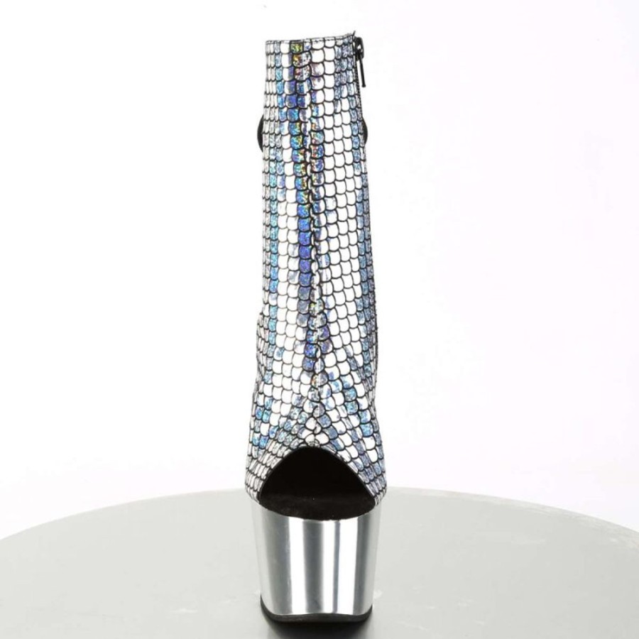 High Heels Pleaser | Pleaser Adore-1018Msc Silver Hologram/Silver Chrome