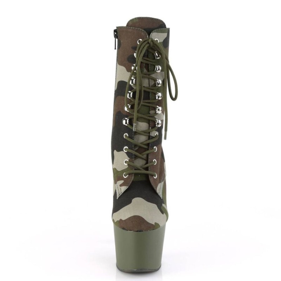 High Heels Pleaser | Pleaser Adore-1020Camo Plateau Ankle Boots Camouflage Green