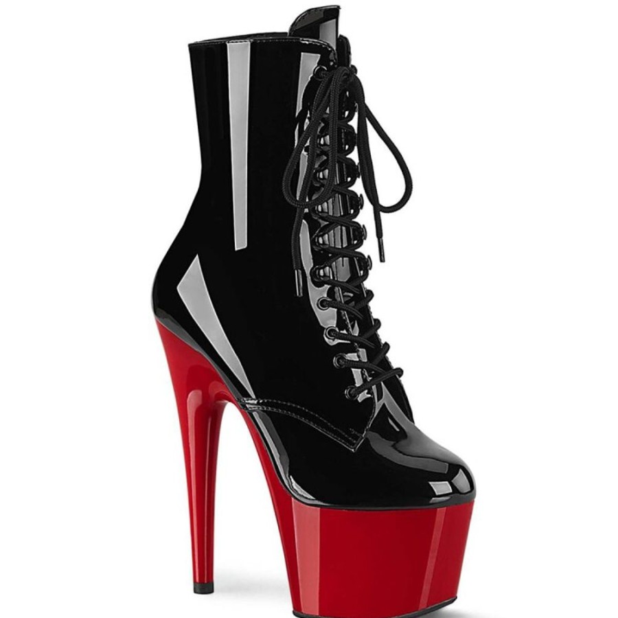 High Heels Pleaser | Pleaser Adore-1020 Plateau Ankle Boots Patent Black Red