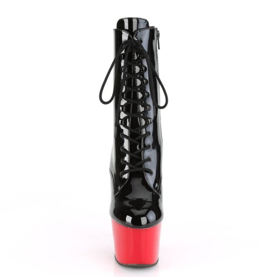 High Heels Pleaser | Pleaser Adore-1020 Plateau Ankle Boots Patent Black Red