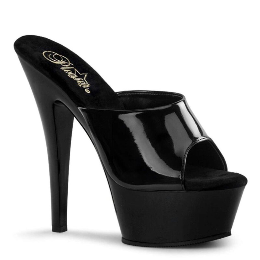 High Heels Pleaser | Pleaser Kiss-201 Black Patent/Black