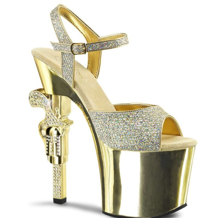 High Heels Pleaser | Pleaser Revolver-709G Gold Multi Glitter/Gold Chrome