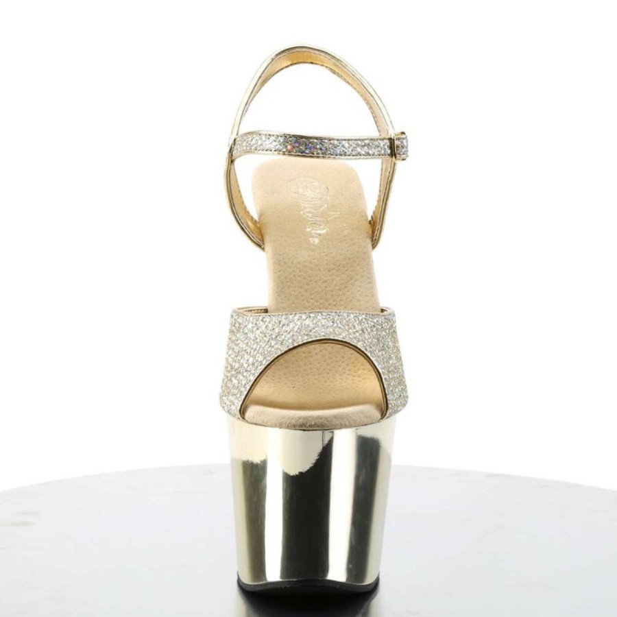 High Heels Pleaser | Pleaser Revolver-709G Gold Multi Glitter/Gold Chrome