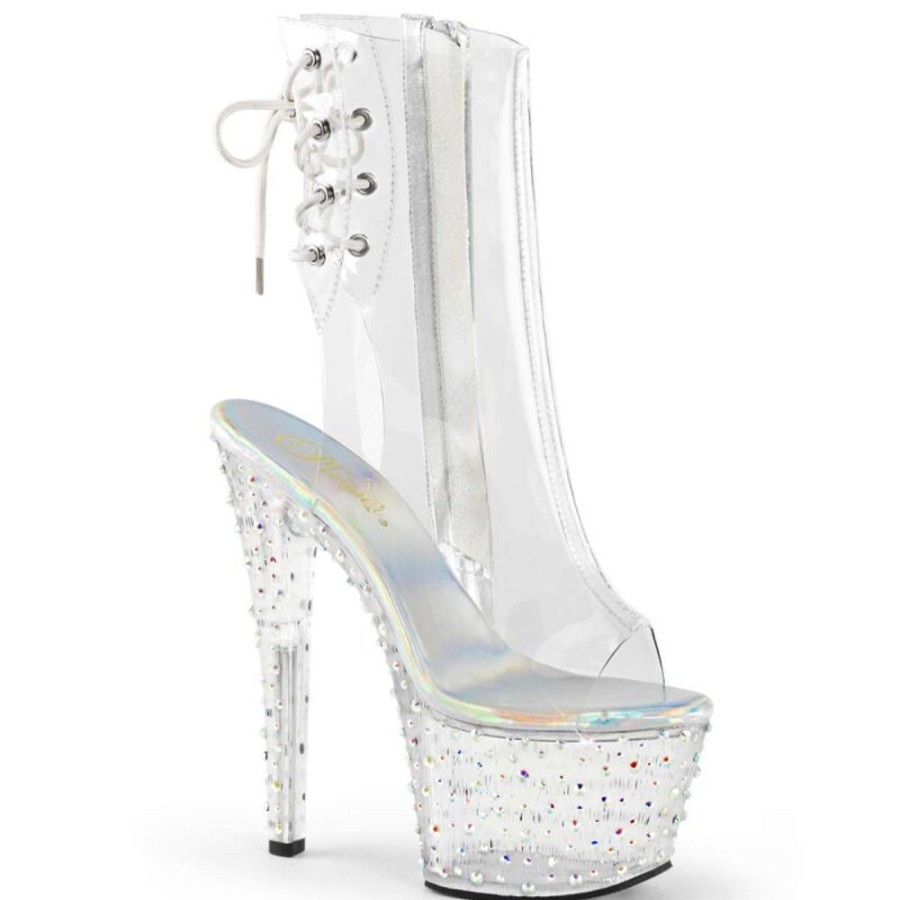 High Heels Pleaser | Pleaser Stardance-1018C-7 Clear/Clear-Silver Multi Rs