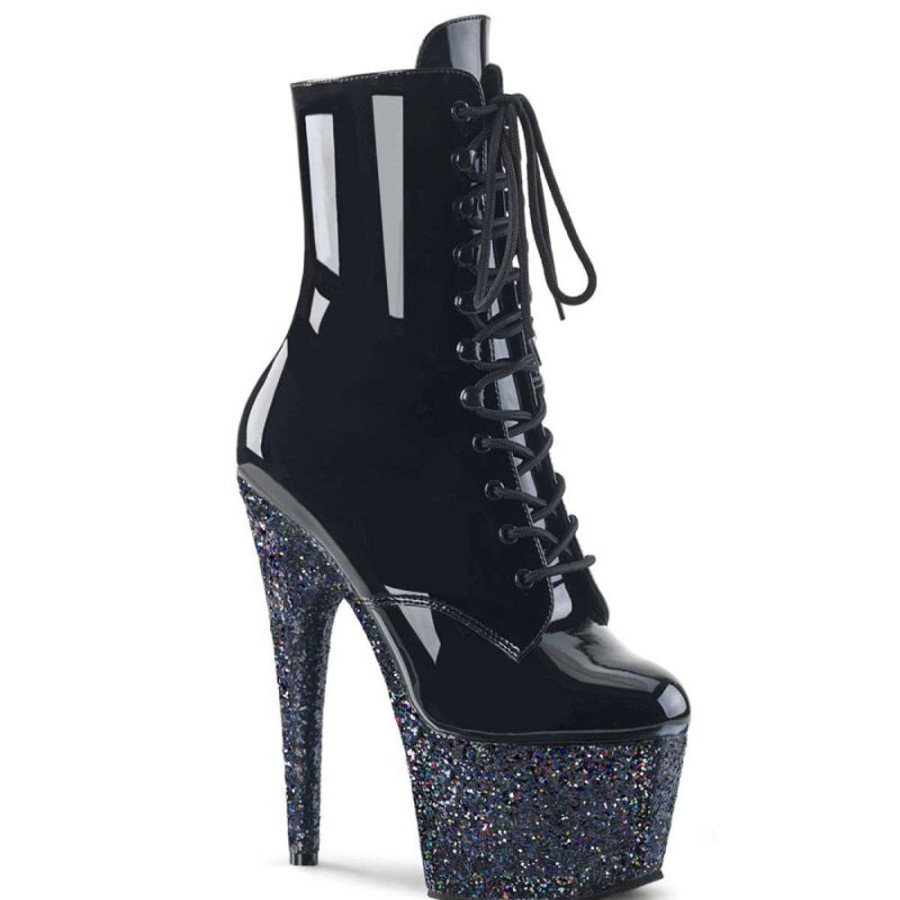 High Heels Pleaser | Pleaser Adore-1020Lg Black Patent/Black Multi Glitter