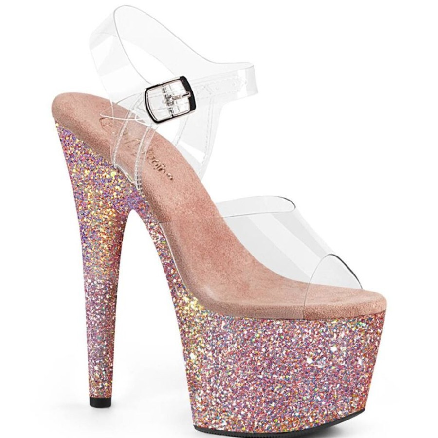 High Heels Pleaser | Pleaser Adore-708Lg Plateau Sandalettes Glitter Transparent Colorful