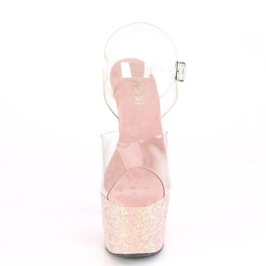 High Heels Pleaser | Pleaser Adore-708Lg Plateau Sandalettes Glitter Transparent Colorful