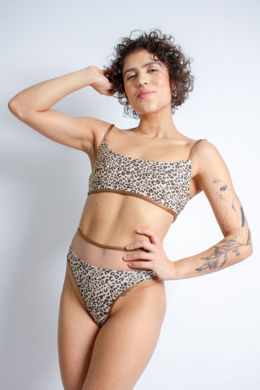 Pole Dance Wear Rolling | Rolling Top Selva Double Sided Leopard And Chocolate