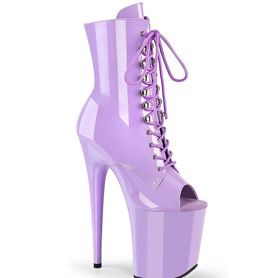 High Heels Pleaser | Pleaser Flamingo-1021 Plateau Ankle Boots Patent Purple