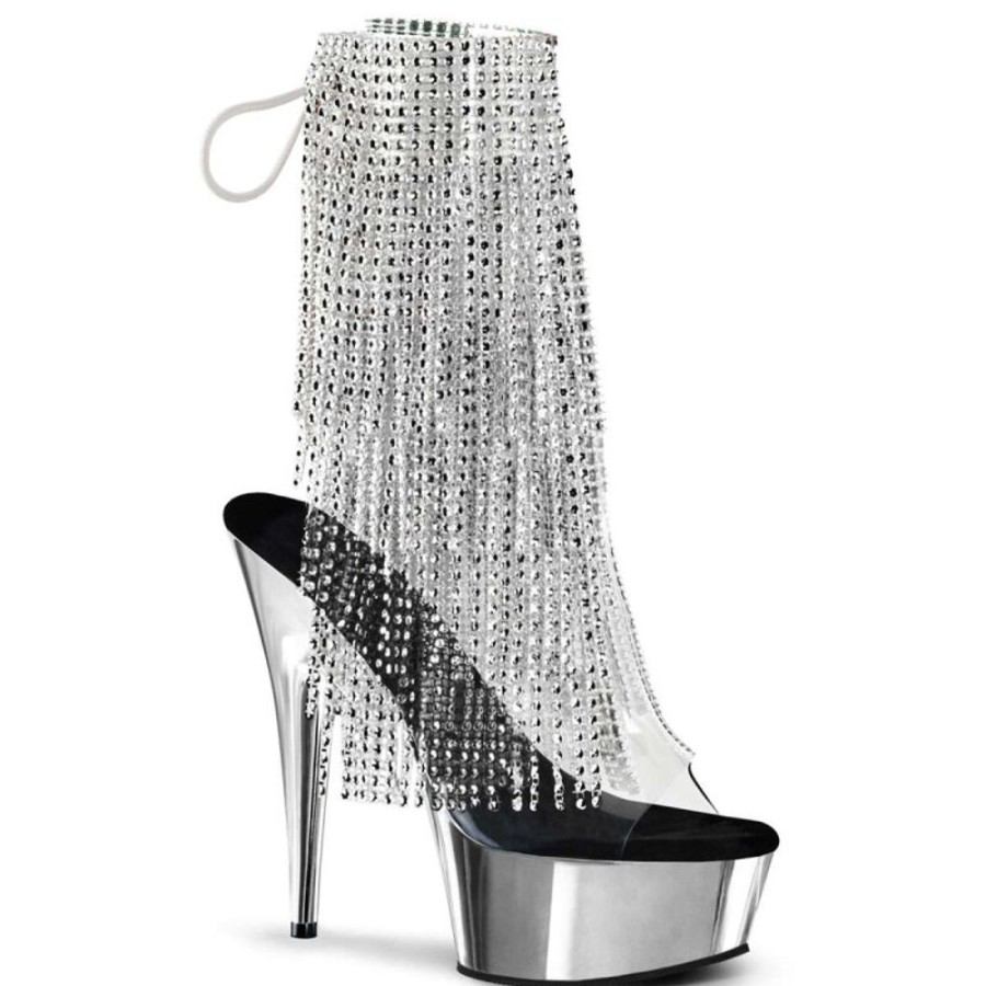 High Heels Pleaser | Pleaser Delight-1017Rsf Clear-Silver/Silver Chrome