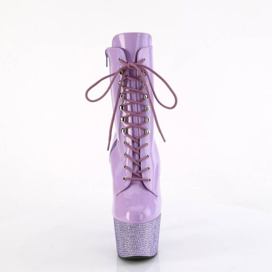 High Heels Pleaser | Pleaser Bejeweled-1020-7 Plateau Ankle Boots Holo Rhinestones Purple