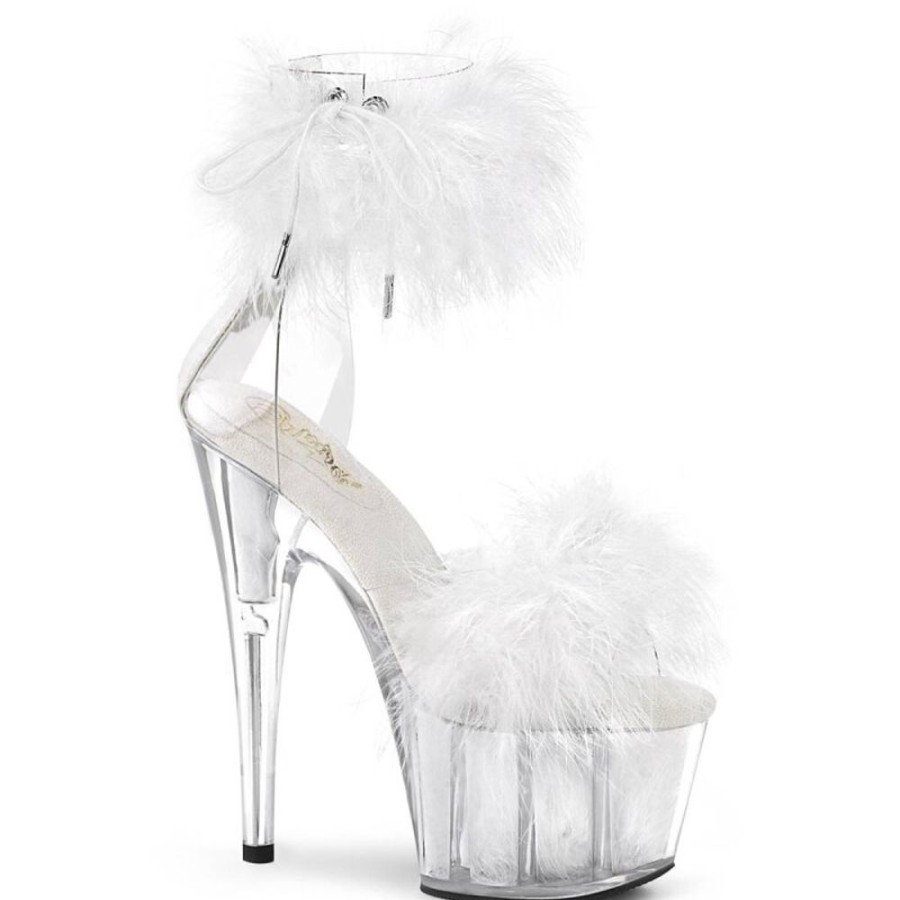 High Heels Pleaser | Pleaser Adore-724F Plateau Sandalettes Transparent White