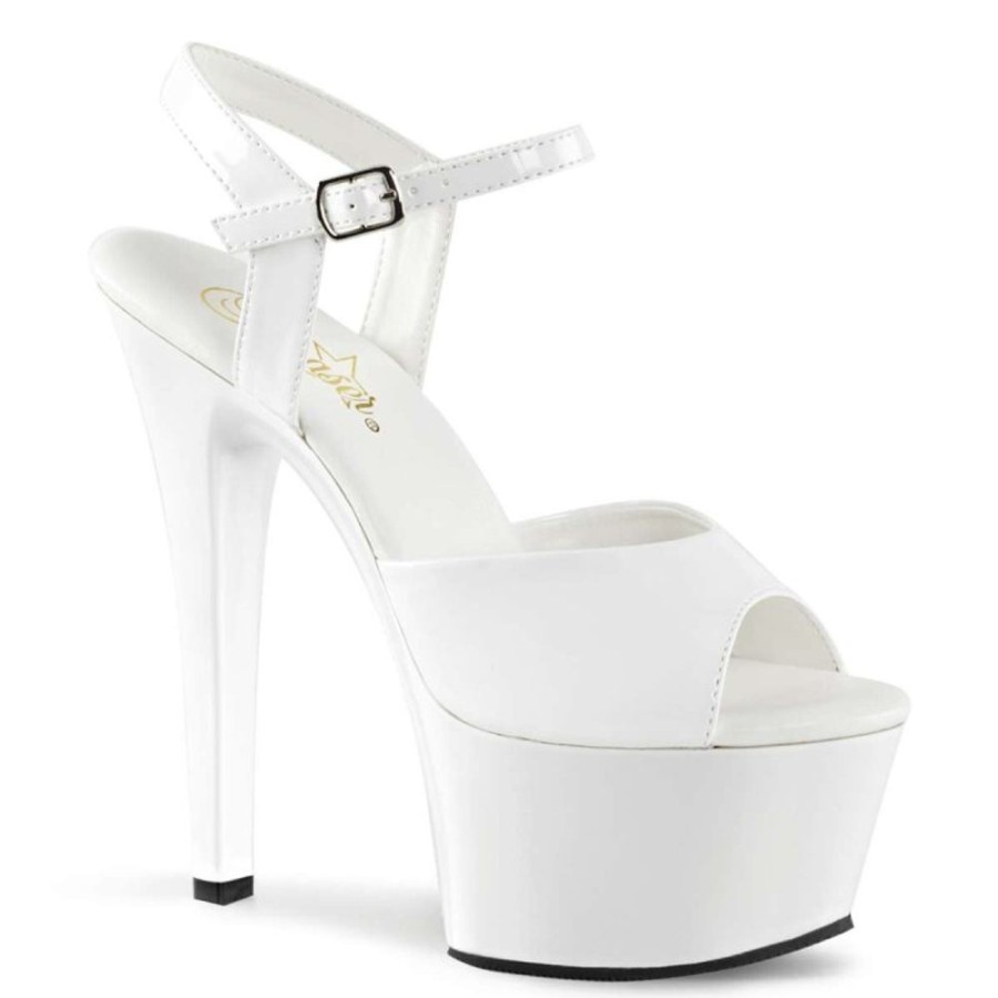 High Heels Pleaser | Pleaser Aspire-609 White Patent/White