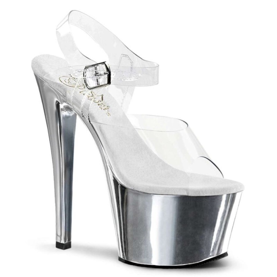 High Heels Pleaser | Pleaser Sky-308 Clear/Silver Chrome