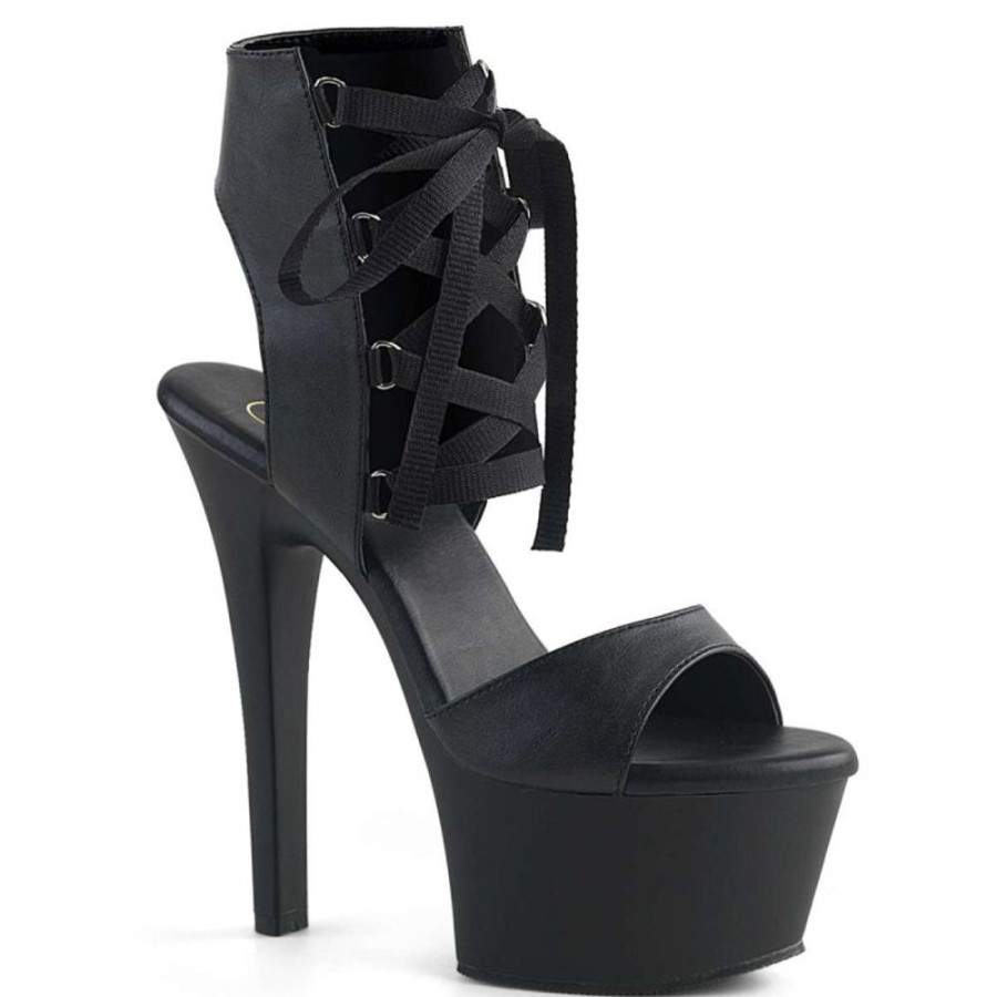 High Heels Pleaser | Pleaser Aspire-600-14 Black Faux Leather/Black Matte