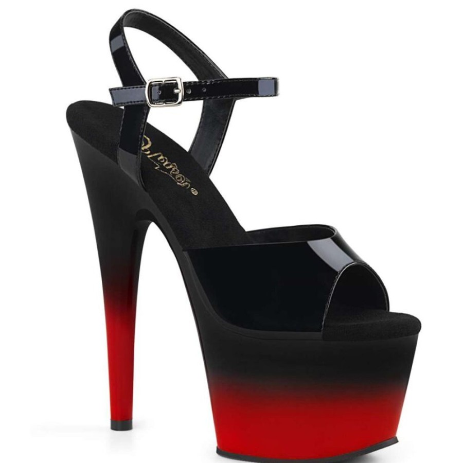 High Heels Pleaser | Pleaser Adore-709Br-H Black Patent/Black-Red