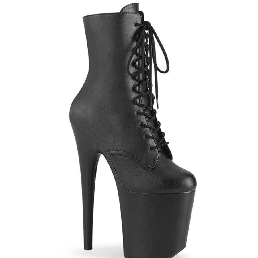 High Heels Pleaser | Pleaser Flamingo-1020Wr Plateau Ankle Boots Faux Leather Black