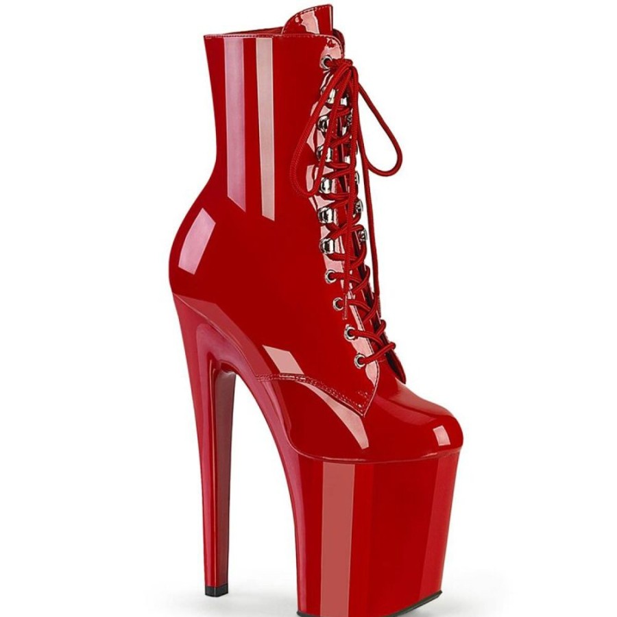 High Heels Pleaser | Pleaser Xtreme-1020 Plateau Ankle Boots Patent Red