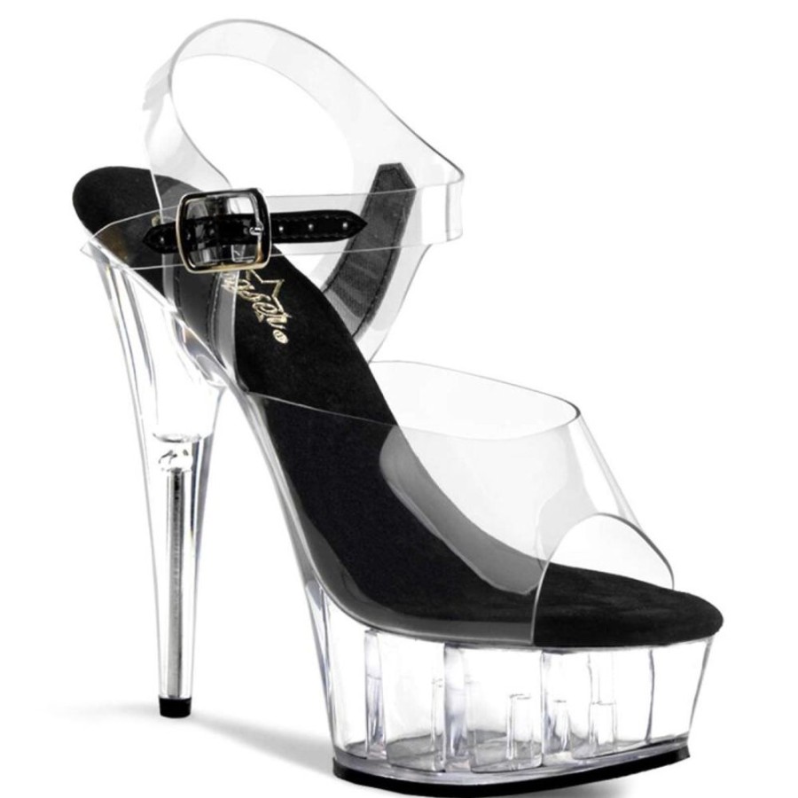 High Heels Pleaser | Pleaser Delight-608 Clear-Black/Clear