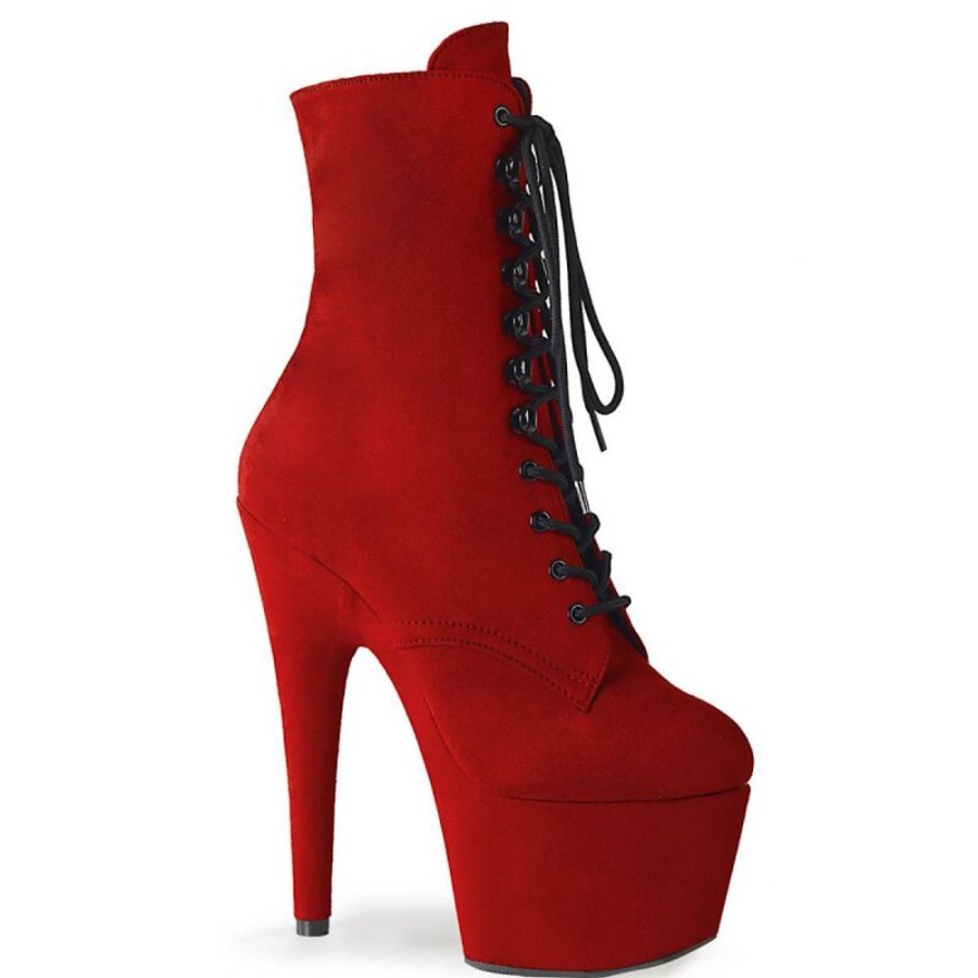 High Heels Pleaser | Pleaser Adore-1020Fs Plateau Ankle Boots Faux Suede Red