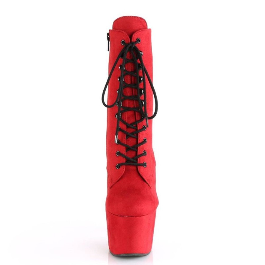 High Heels Pleaser | Pleaser Adore-1020Fs Plateau Ankle Boots Faux Suede Red