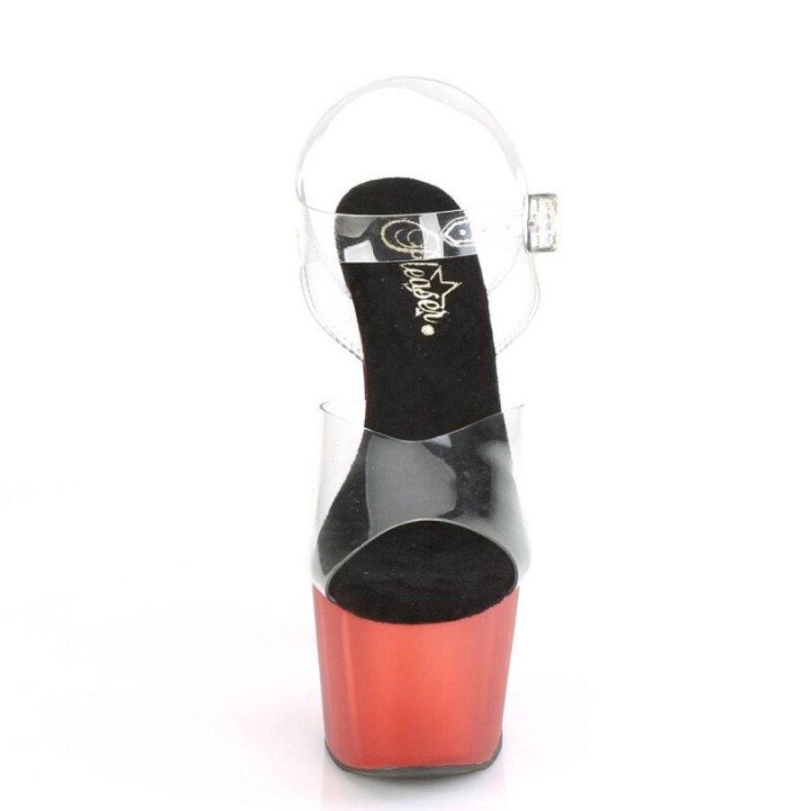 High Heels Pleaser | Pleaser Adore-708T Plateau Sandalettes Transparent Red