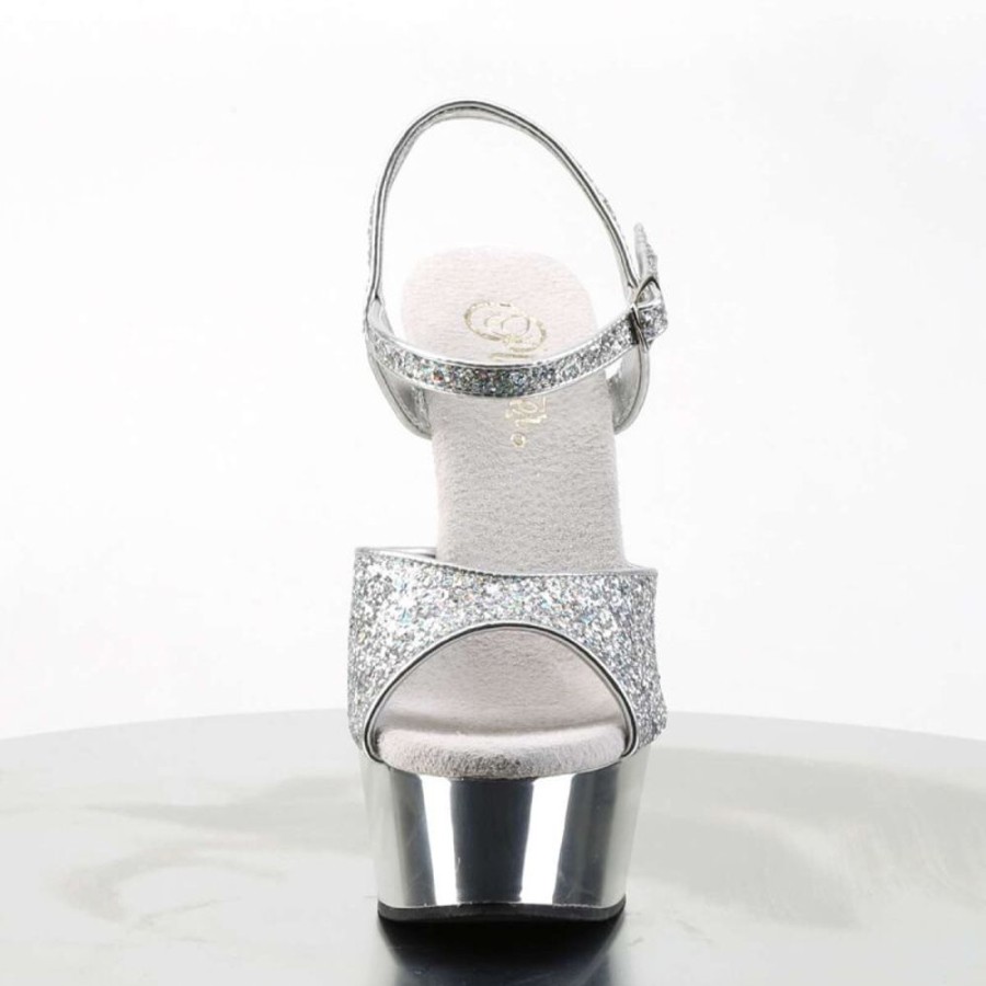 High Heels Pleaser | Pleaser Delight-609G Silver Multi Glitter/Silver Chrome