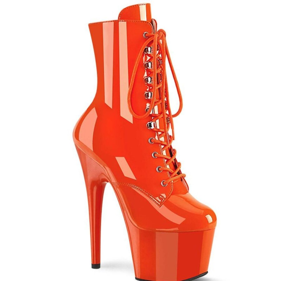 High Heels Pleaser | Pleaser Adore-1020 Plateau Ankle Boots Patent Orange