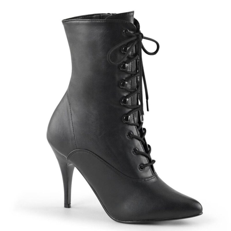 High Heels Pleaser | Pleaser Vanity-1020 Ankle Boots Faux Leather Black