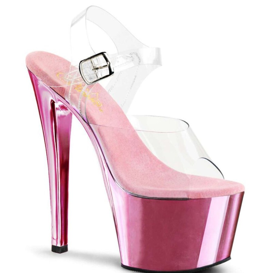 High Heels Pleaser | Pleaser Sky-308 Clear/Baby Pink Chrome