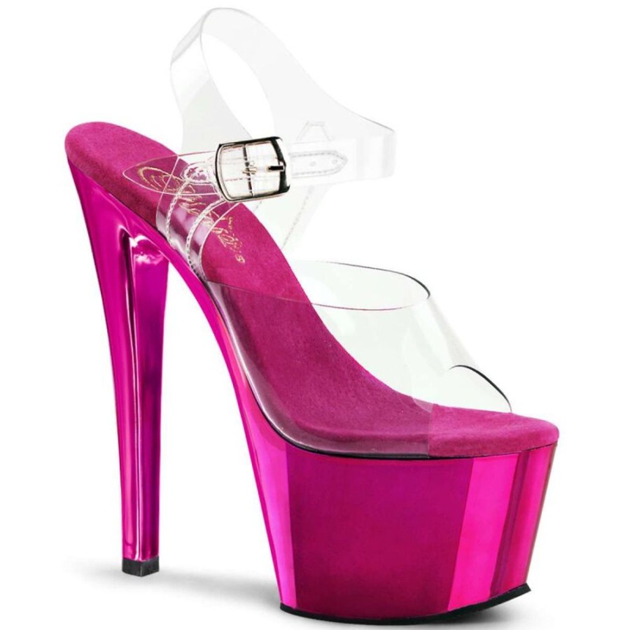 High Heels Pleaser | Pleaser Sky-308 Clear/Hot Pink Chrome