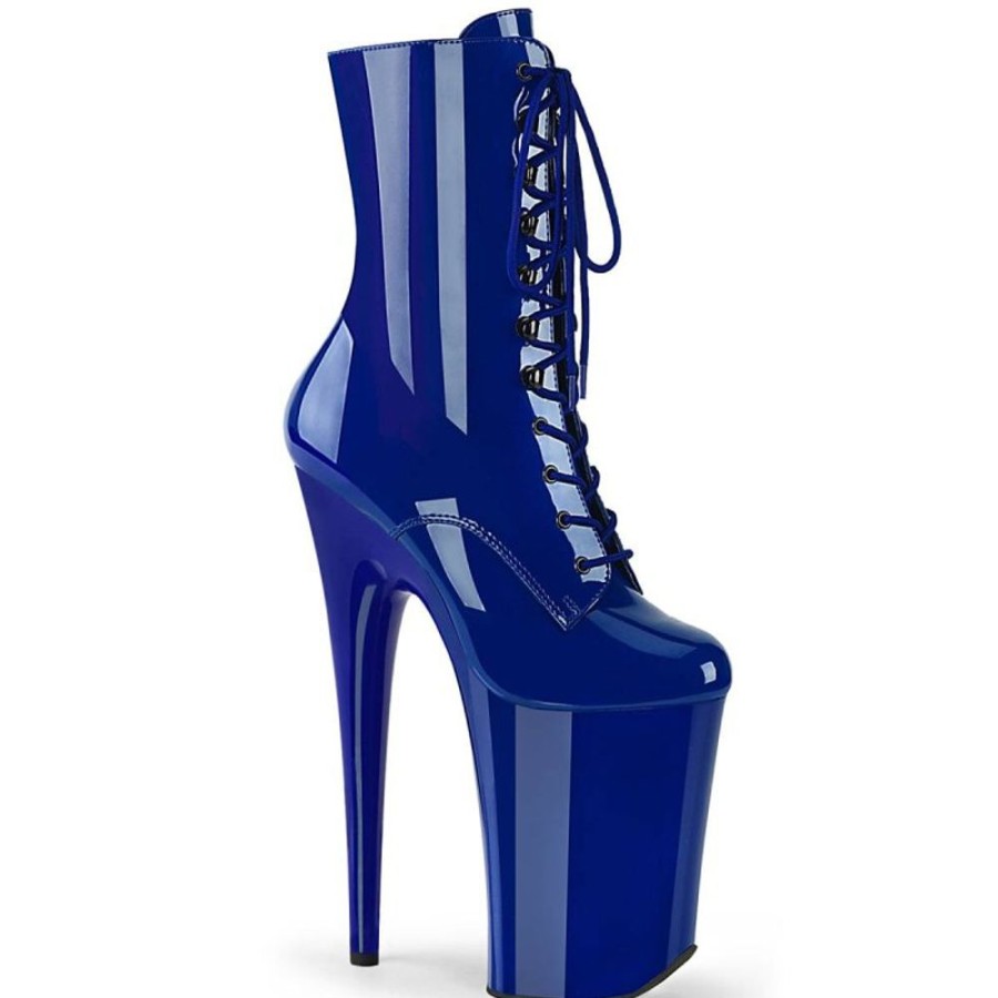 High Heels Pleaser | Pleaser Infinity-1020 Plateau Ankle Boots Patent Blue