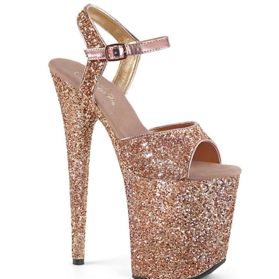 High Heels Pleaser | Pleaser Flamingo-810Lg Rose Gold Glitter/Rose Gold Glitter