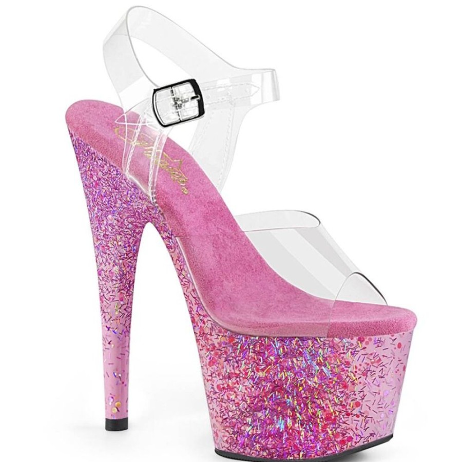 High Heels Pleaser | Pleaser Adore-708Cf Plateau Sandalettes Transparent Pink