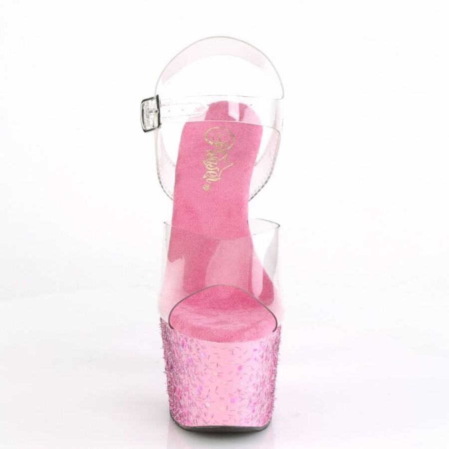 High Heels Pleaser | Pleaser Adore-708Cf Plateau Sandalettes Transparent Pink