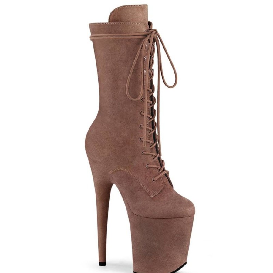 High Heels Pleaser | Pleaser Flamingo-1050Fs Plateau Ankle Boots Faux Suede Caramel