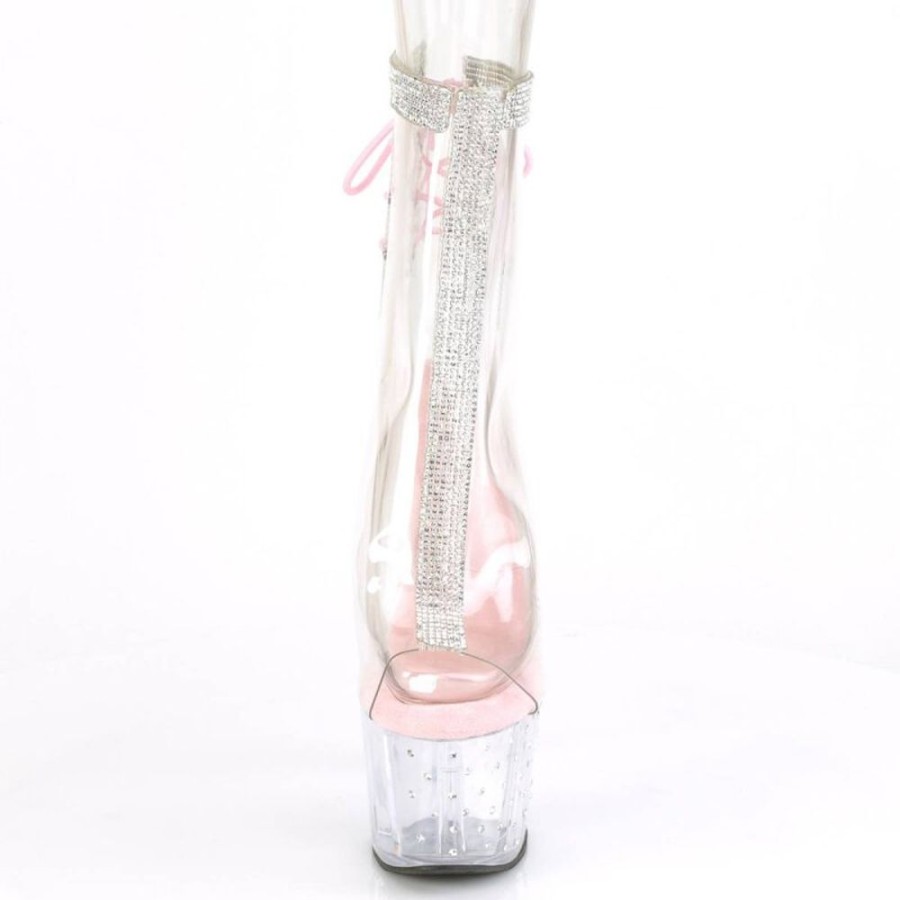 High Heels Pleaser | Pleaser Stardust-1018C-2Rs Plateau Ankle Boots Transparent Light Pink