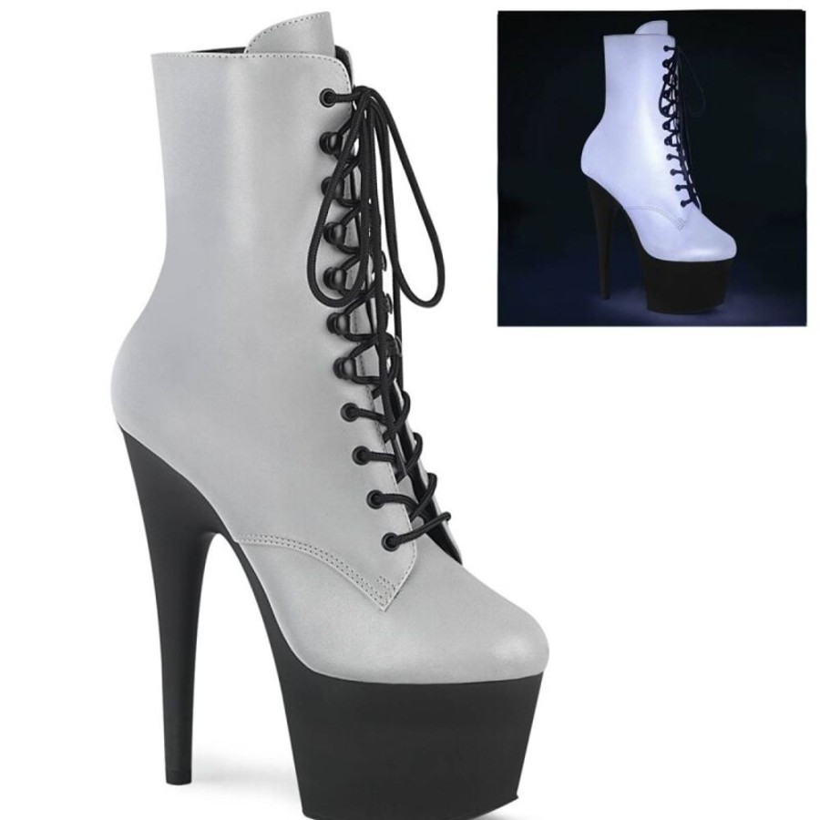 High Heels Pleaser | Pleaser Adore-1020Refl Plateau Ankle Boots Reflection White