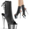 High Heels Pleaser | Pleaser Adore-1018 Black Faux Leather/Silver Chrome