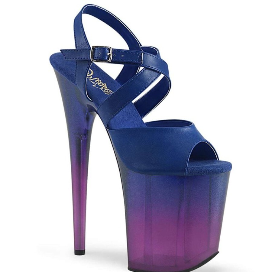 High Heels Pleaser | Pleaser Flamingo-822T Blue Faux Leather/Blue-Purple Ombre